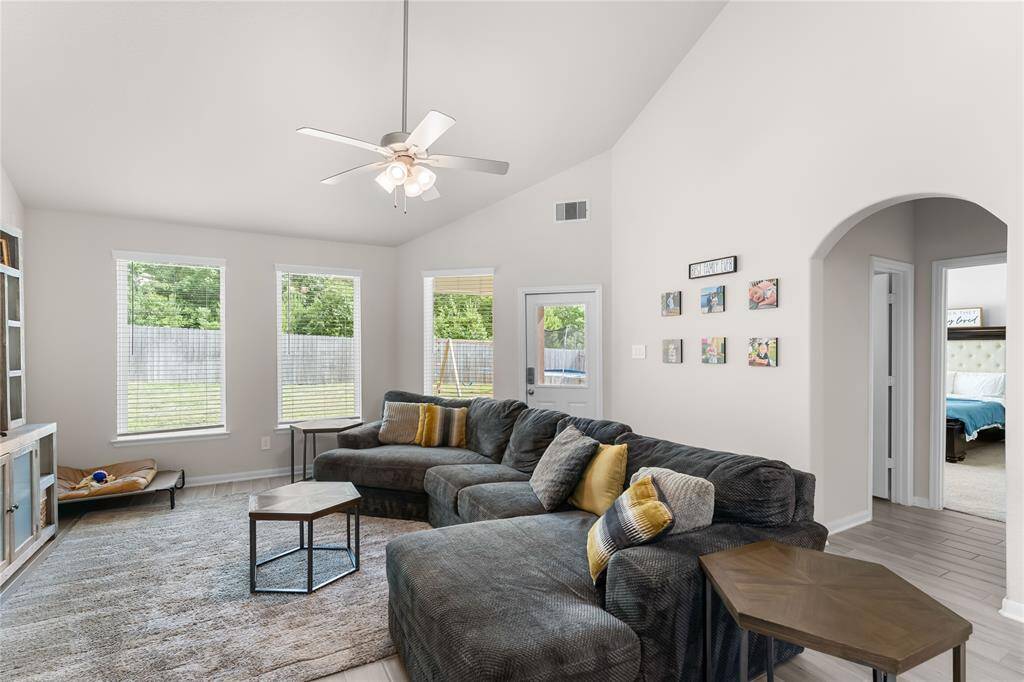 View of the living area from the dining area