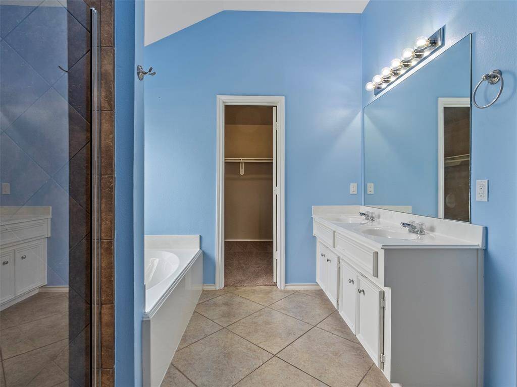 Primary bathroom with dual sinks