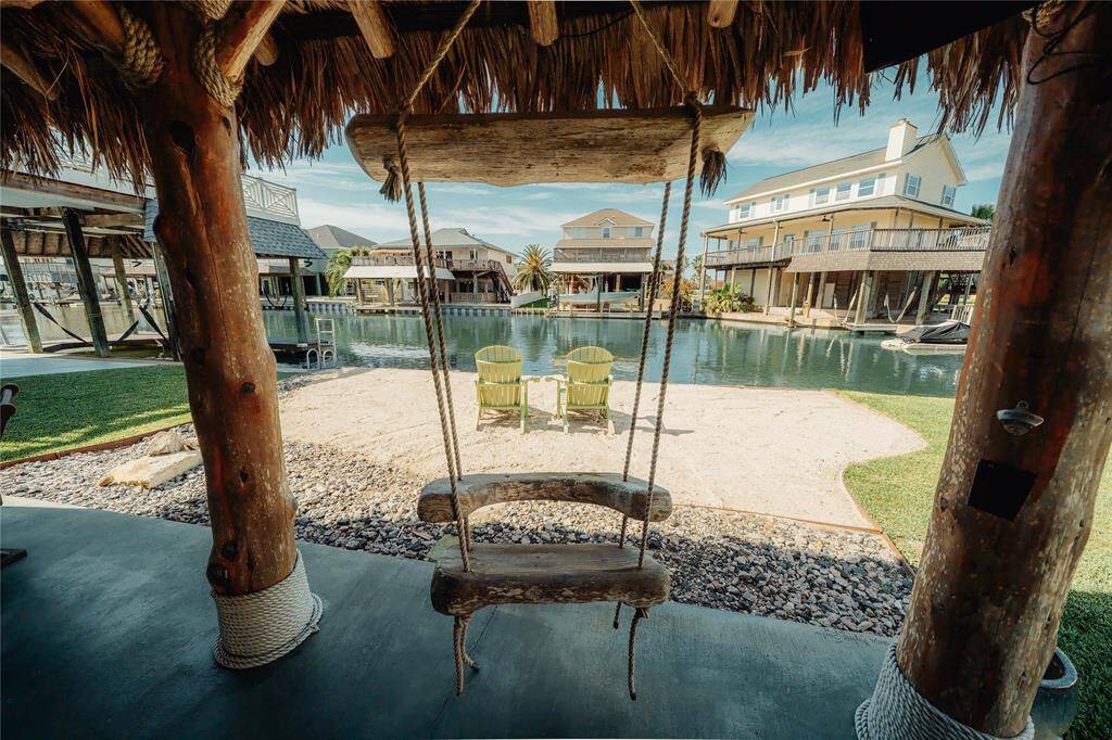 swing off covered sitting area