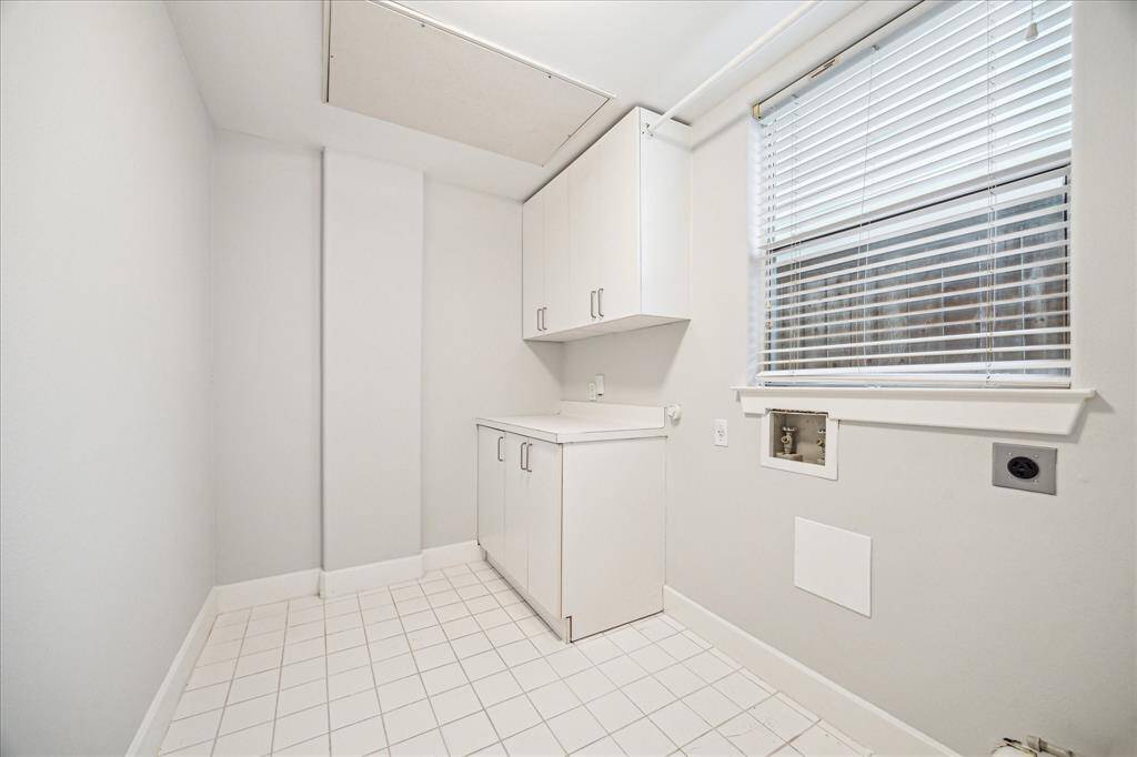 Large laundry room with plenty of storage on the first floor.