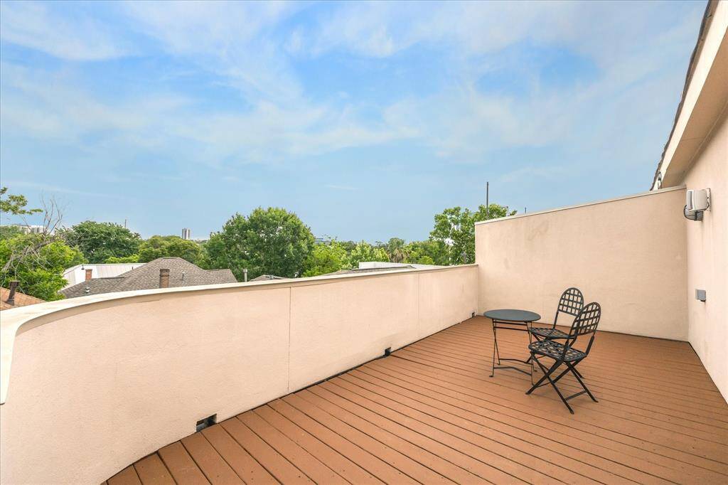 Huge 20' long freshly painted rooftop deck with views of downtown.