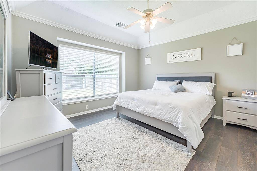 Kick off your shoes and relax. This dreamy owner’s suite is your personal escape, complete with plenty of space for cushy furnishings, a walk-in closet for all your favorites, and a spa-like bath that makes every day feel like a staycation.