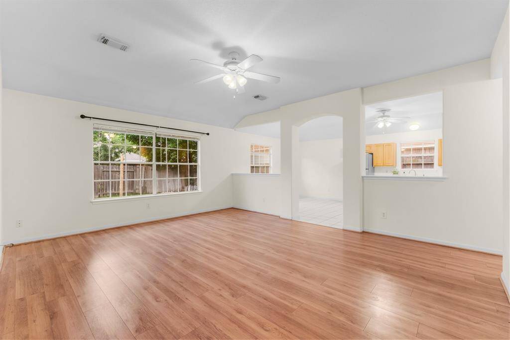 Living area with updated laminate flooring
