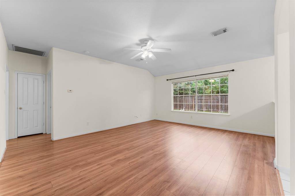 Living area with updated laminate flooring