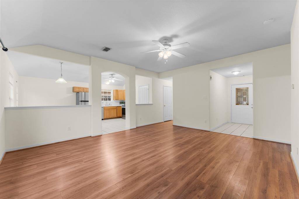 Living area with updated laminate flooring