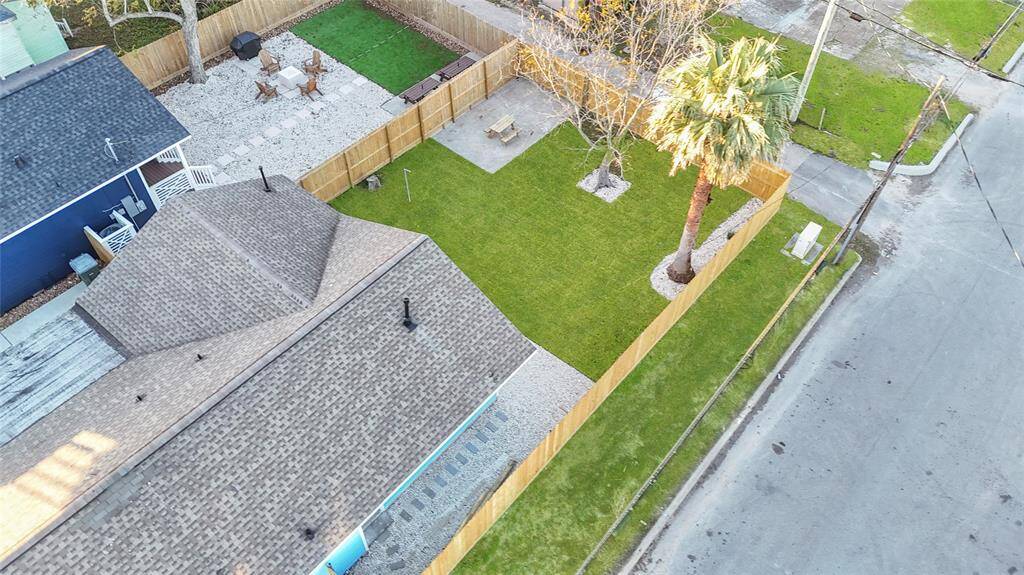 Aerial view of backyard