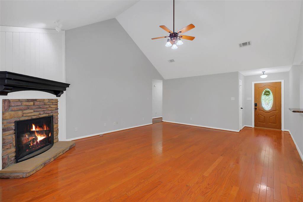 Living room with high ceiling