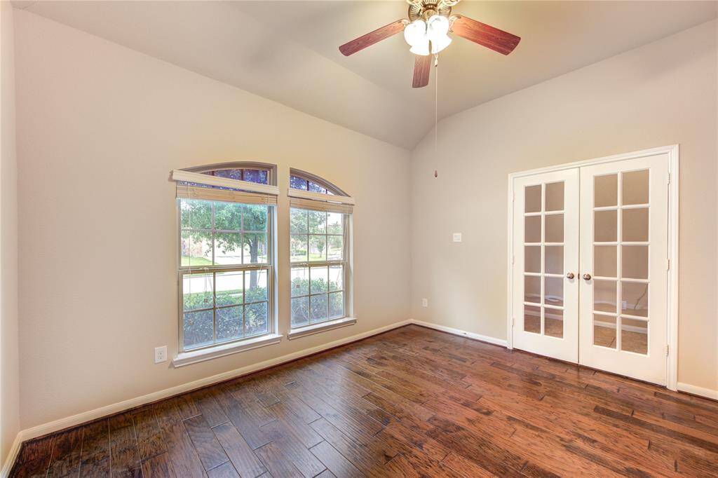 Study with french doors facing front yard