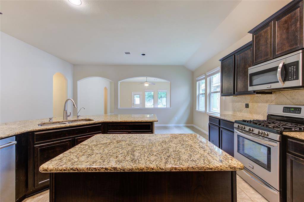 kitchen island looking toward dining area