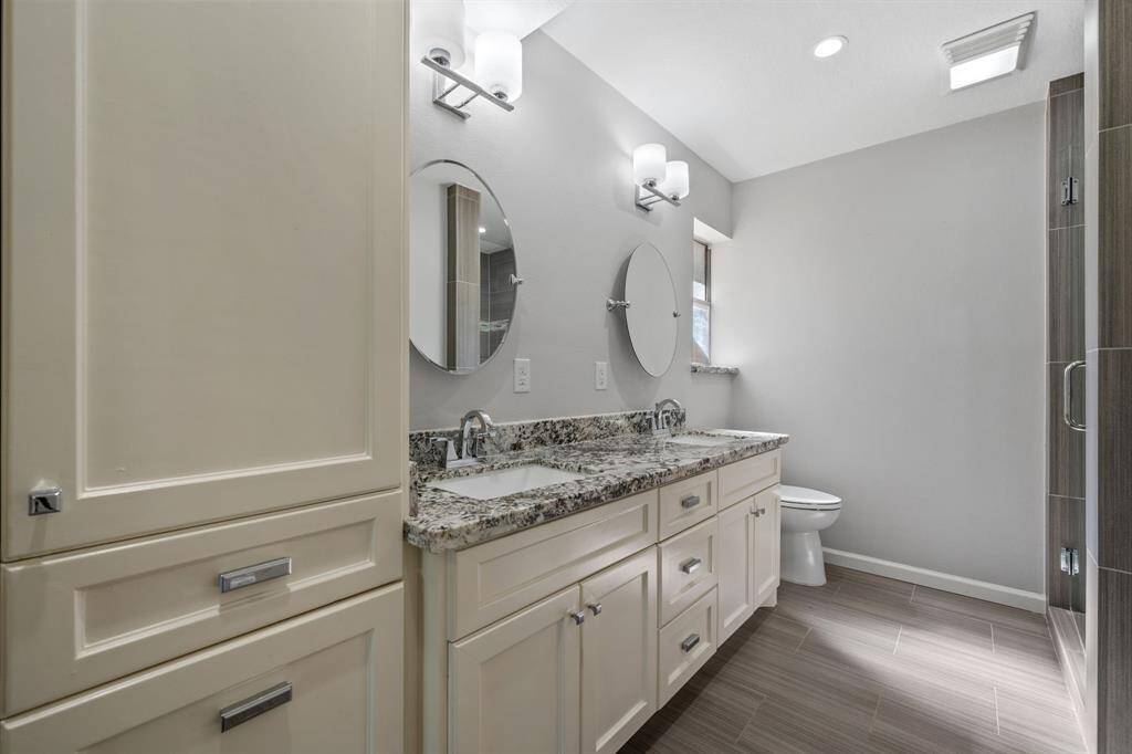 Primary bath. Double sinks and spacious shower.