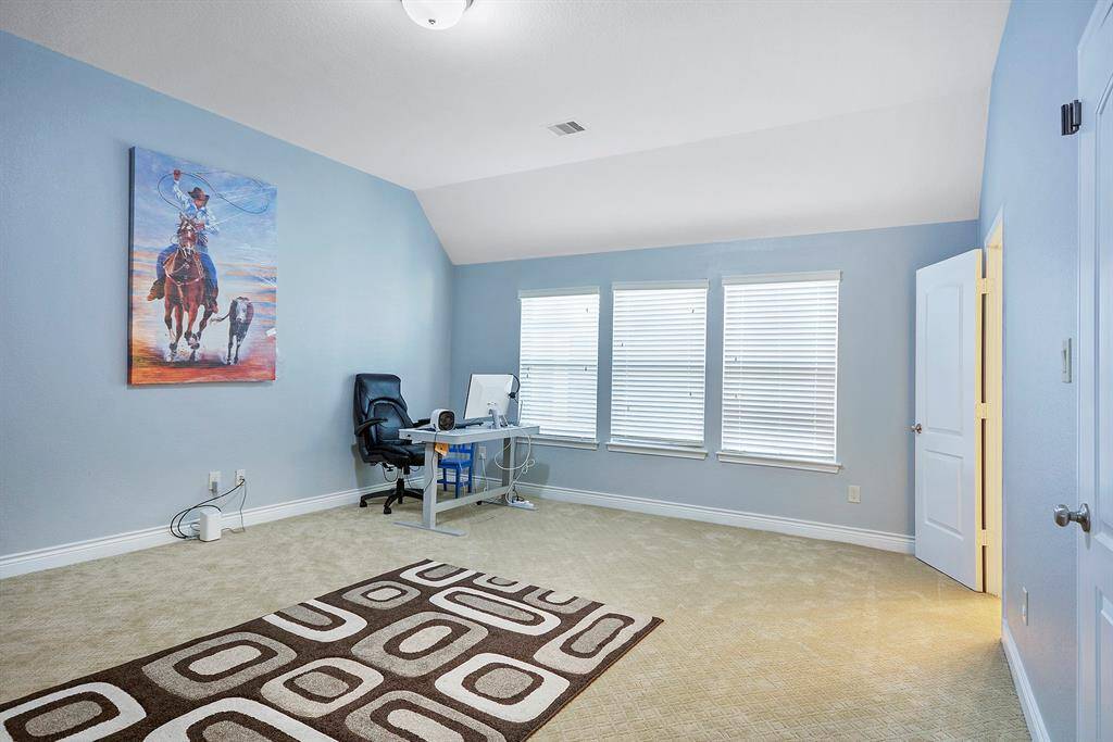 This home offers an extra entertaining area upstairs. Game room and media room are both on the 2nd level.