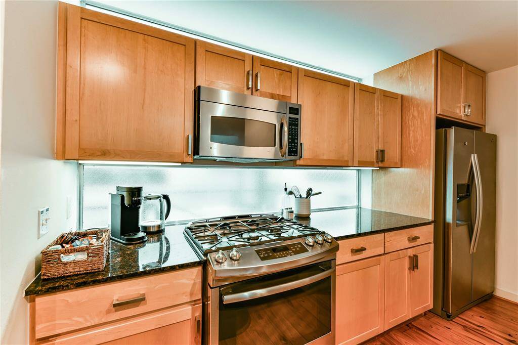 Windows above and below the cabinets adds abundant light.