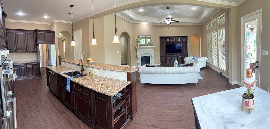 Kitchen overlooks the family room