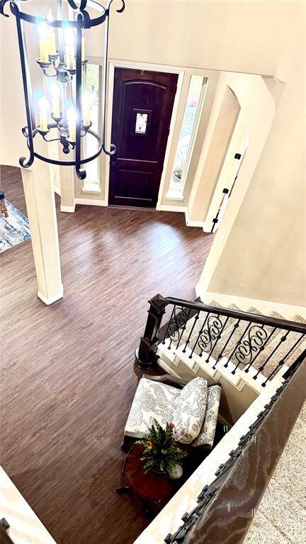 View of entry from upstairs balcony