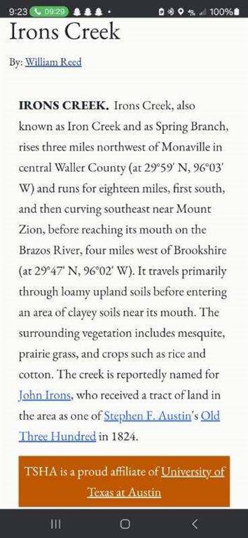 Very interesting information on the historical, seasonal creek running through the property. This is your chance to own a piece of history!