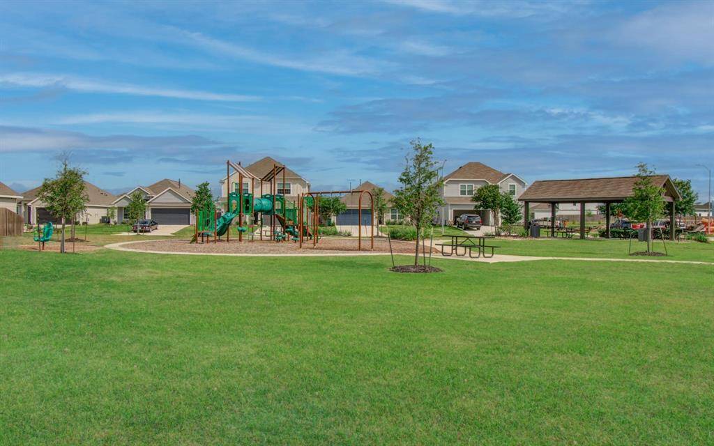 Community playground with covered picnic area