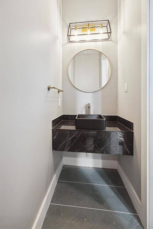 Powder bath conveniently adjacent to dining / living areas