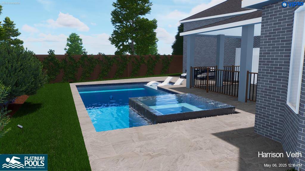 Digitally enhanced to show the backyard with an added pool