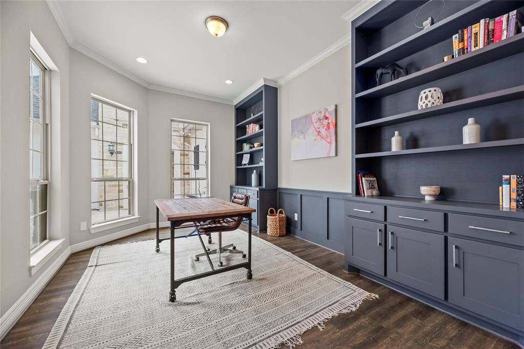 Sequestered with French doors, the 1st floor office may be utilized for telecommuting or running a successful online business. For those continuing their education, it may also serve as a distance learning area and study.