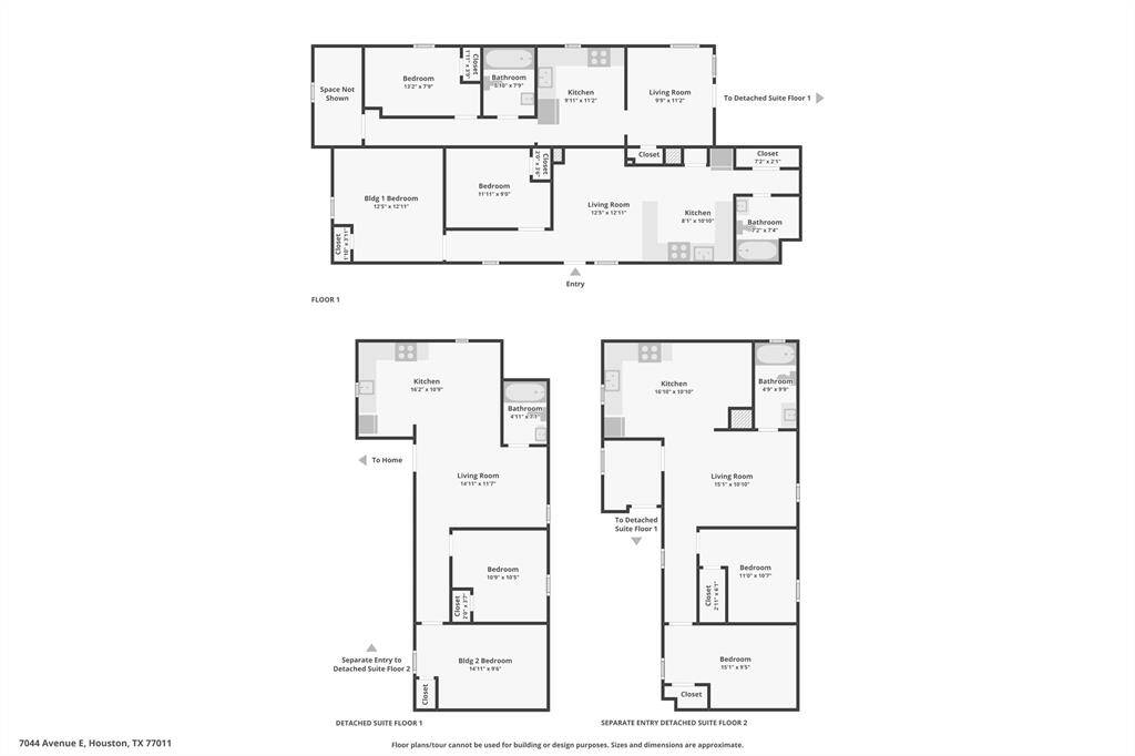 Back building floor map, combined floors