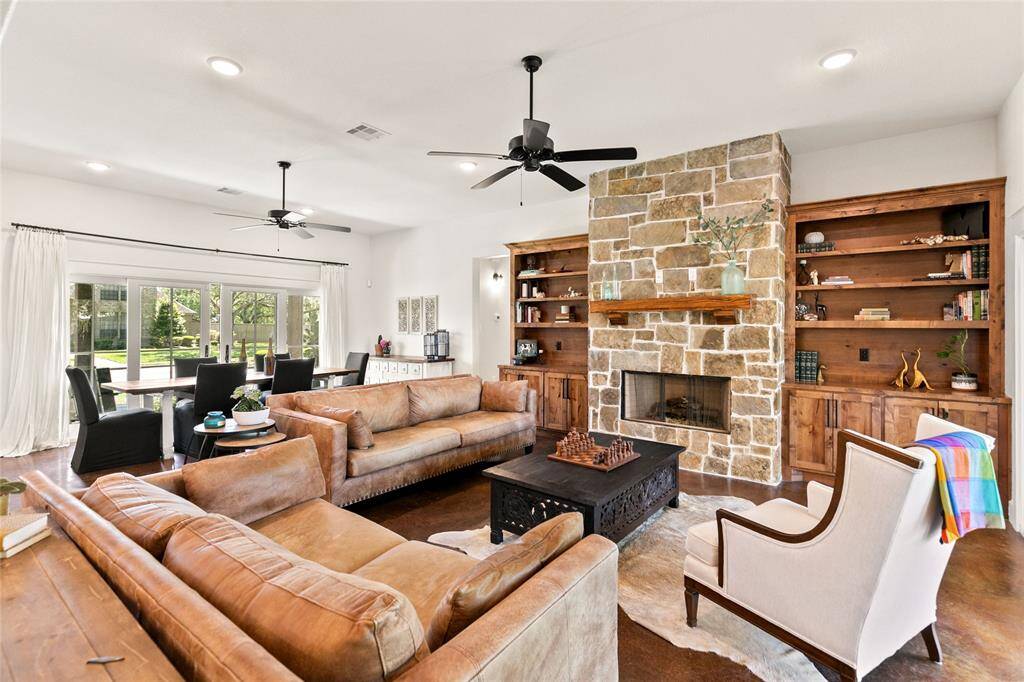 Living and dining areas.