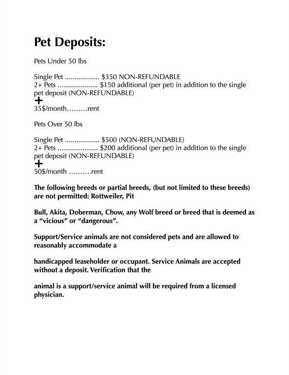 Lease information sheet – home features overview.