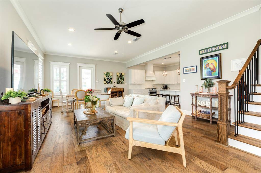 Living and dining is open to the spacious kitchen.