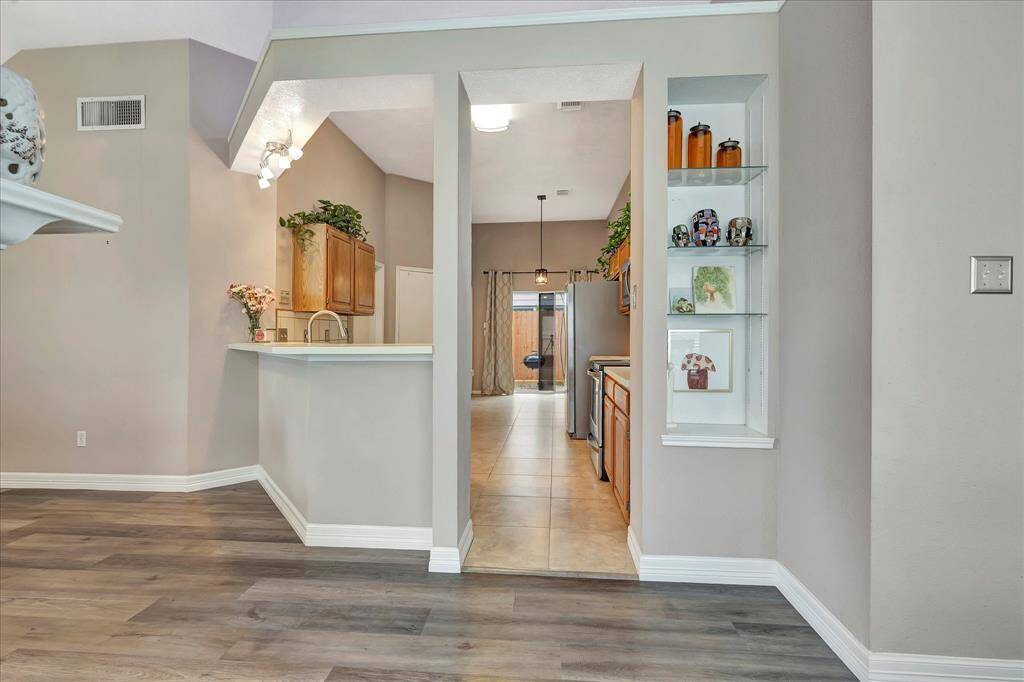 Looking into kitchen from dining room.