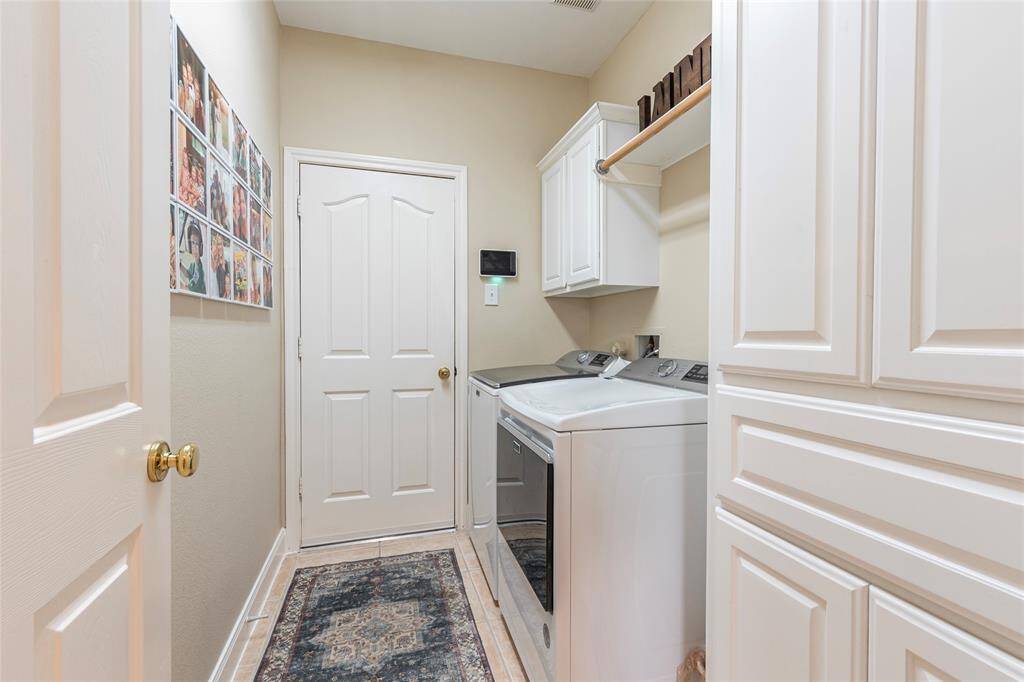 laundry in house located off the garage and in between the office and family room
