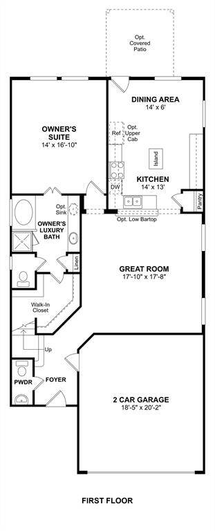 The Darlington II floor plan by K. Hovnanian® Homes. 1st Floor shown. *Prices, plans, dimensions, features, specifications, materials, and availability of homes or communities are subject to change without notice or obligation.