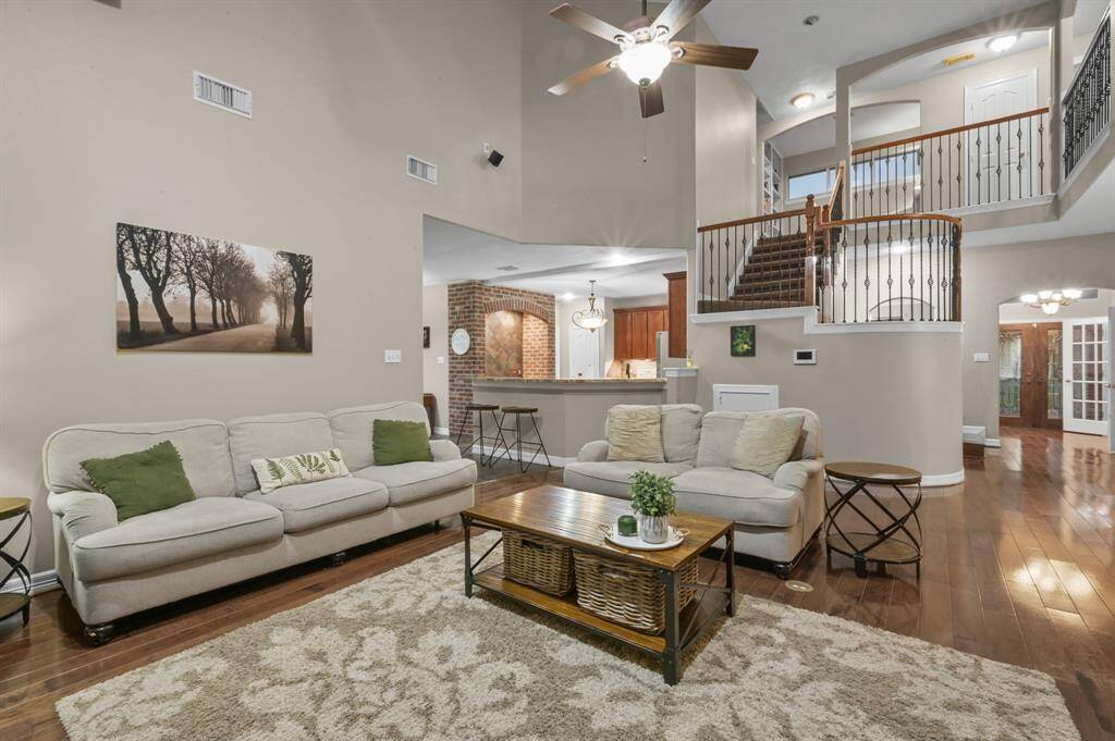 The high ceilings create a spacious feel