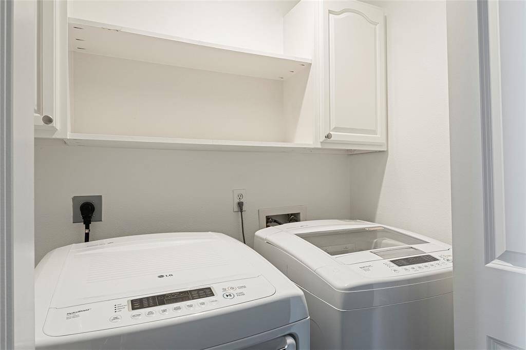 Efficient laundry room with Washer and Dryer included!