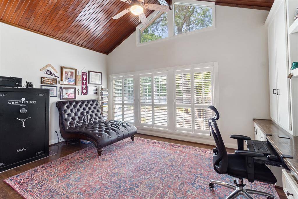 Your home office is tucked into your primary bedroom with additional space to read or rest.