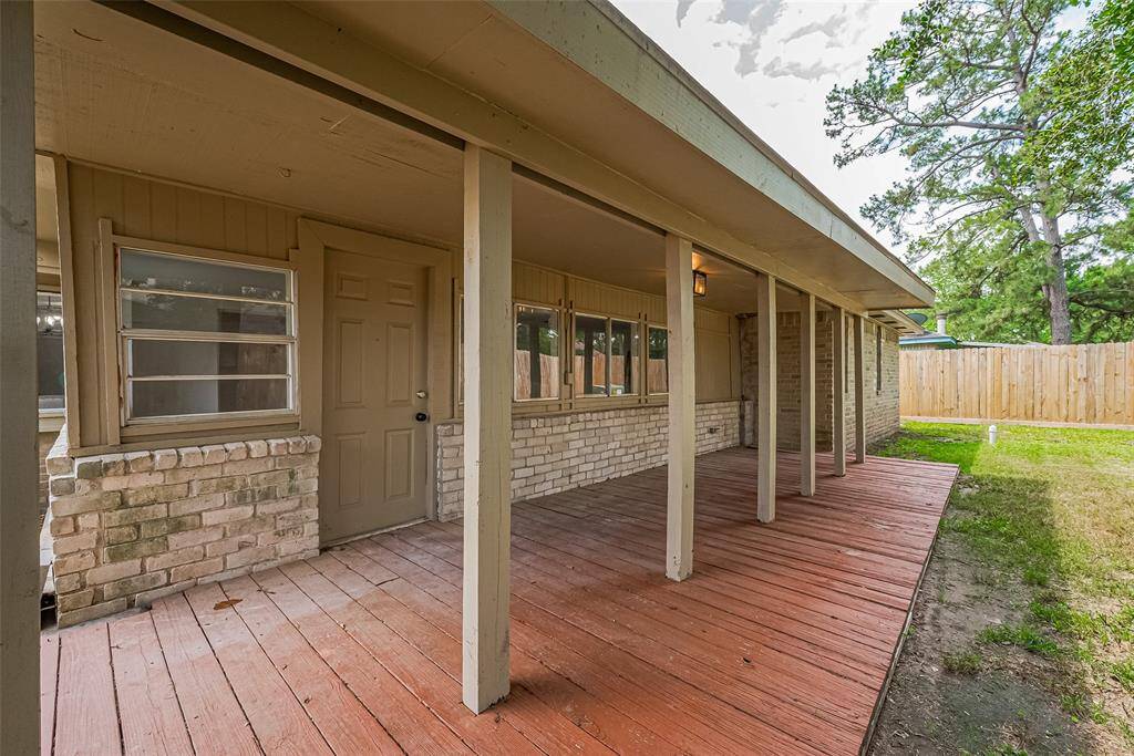 Deck with access door to extra living space.