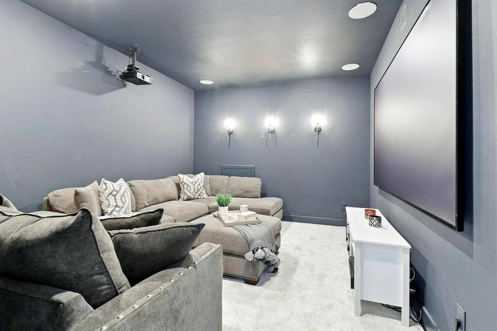 A modern, guest bathroom with a sleek white vanity, chrome fixtures, and a decorative mirror. create a clean, spacious feel. Perfect for a stylish, functional space.