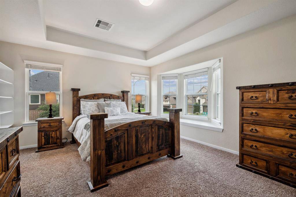 The primary suite is on the 2nd floor and is on the front of the home.