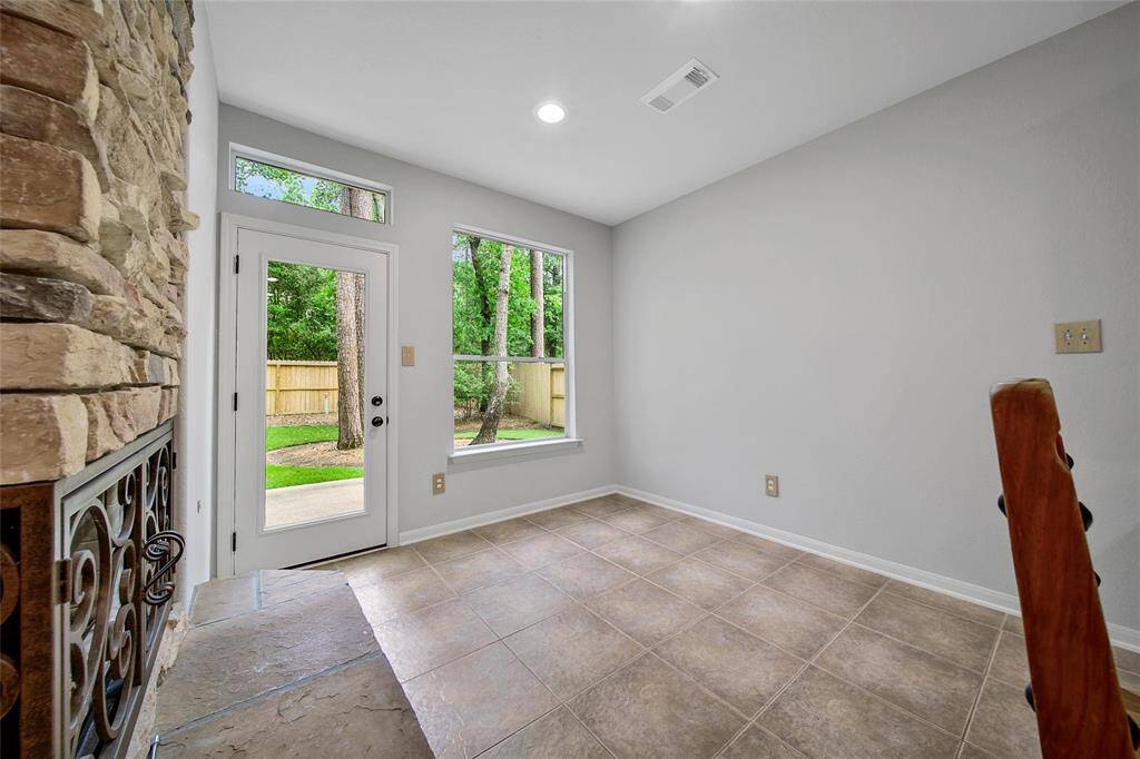 Enjoy the view of your peaceful backyard while sitting down to dinner or sipping your morning coffee.