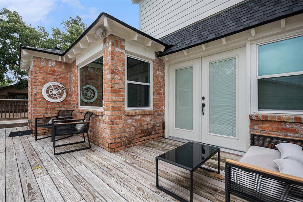 Upstairs deck off the family room, and the laundry room.