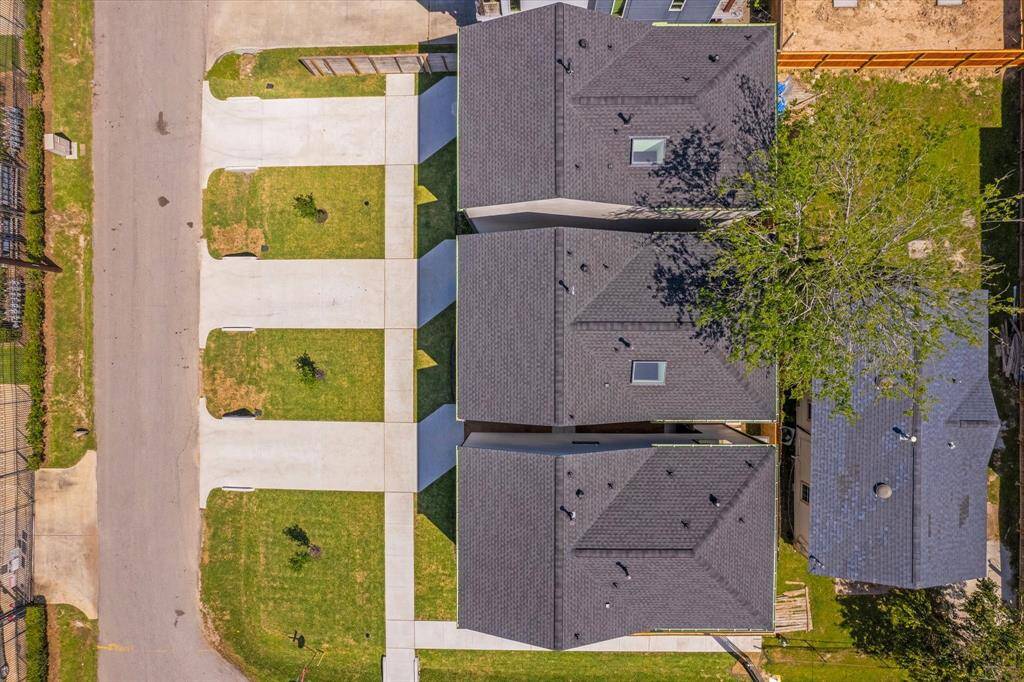 Birds eye view from above. Home is at the bottom of the picture.