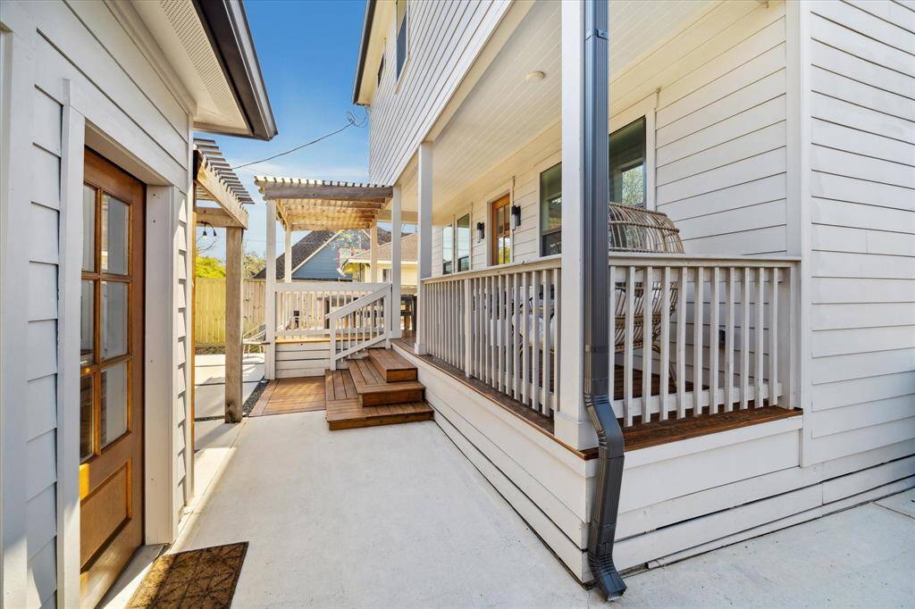 Walkway from house to garage.