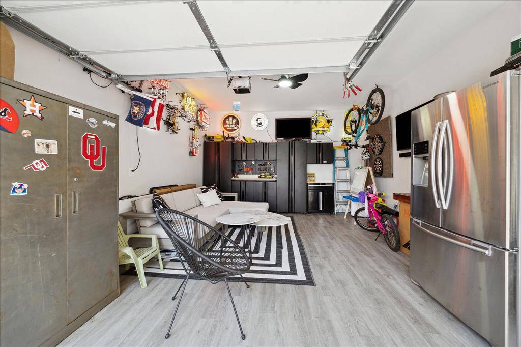 1 car garage currently used as a man-cave.