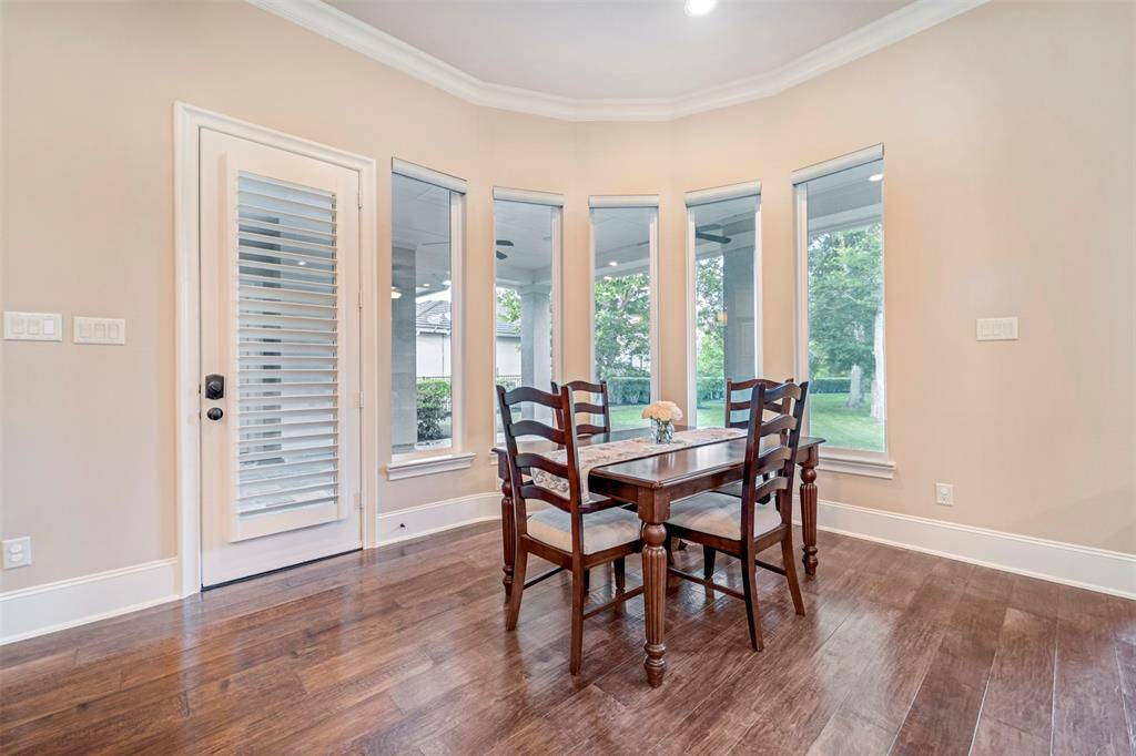 Breakfast area is spacious and filled with morning light to start your day with cheer.