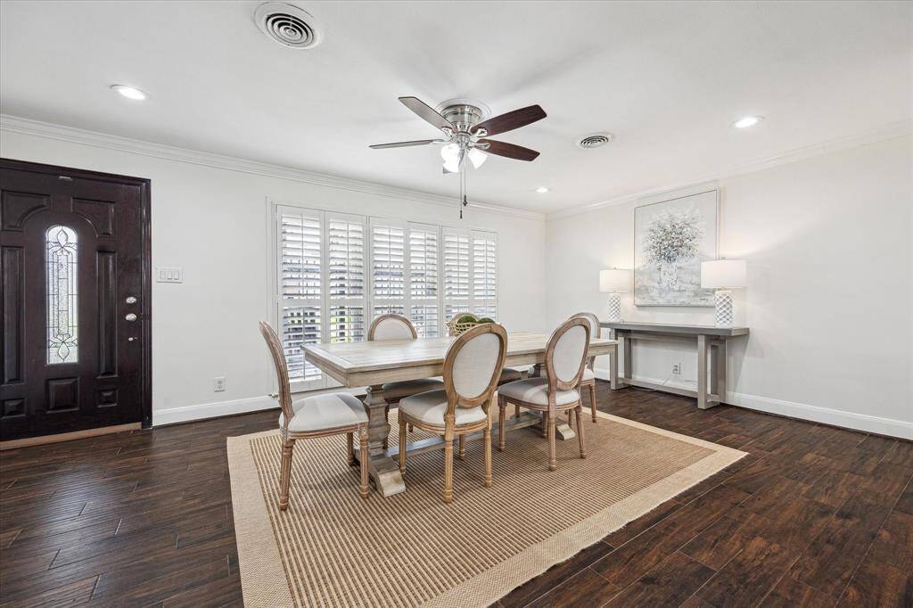 The Dining room is spacious and has tons of light.