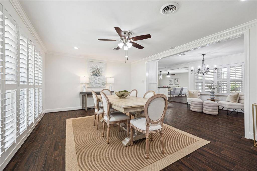 The Dining Room seamlessly flows into the living room and the kitchen.