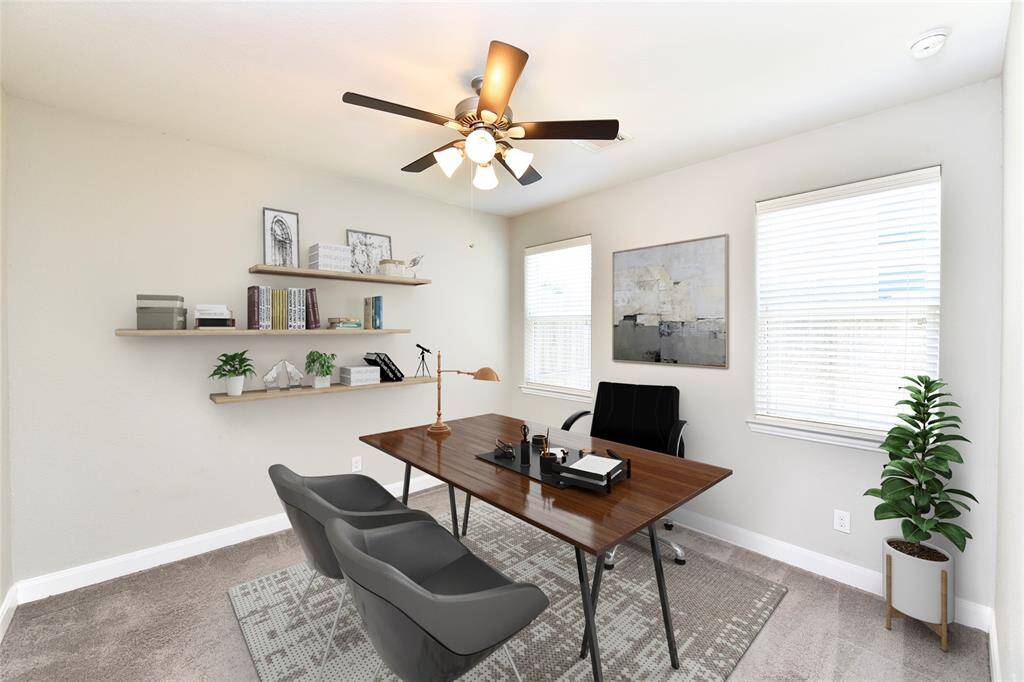 First Floor Bedroom virtually staged as a Study.