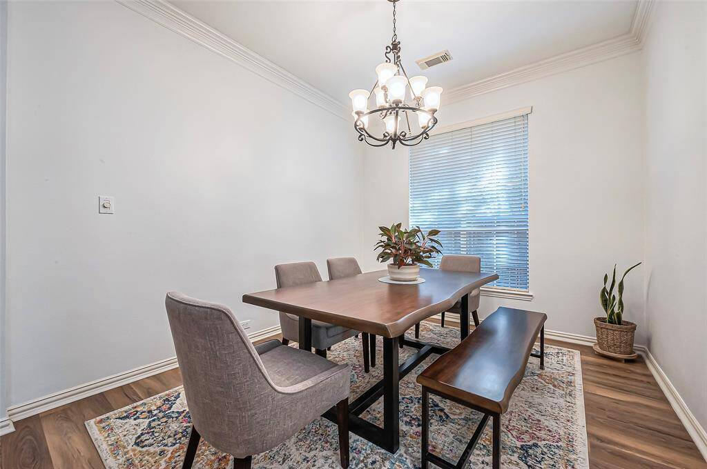A different angle of the formal dining room