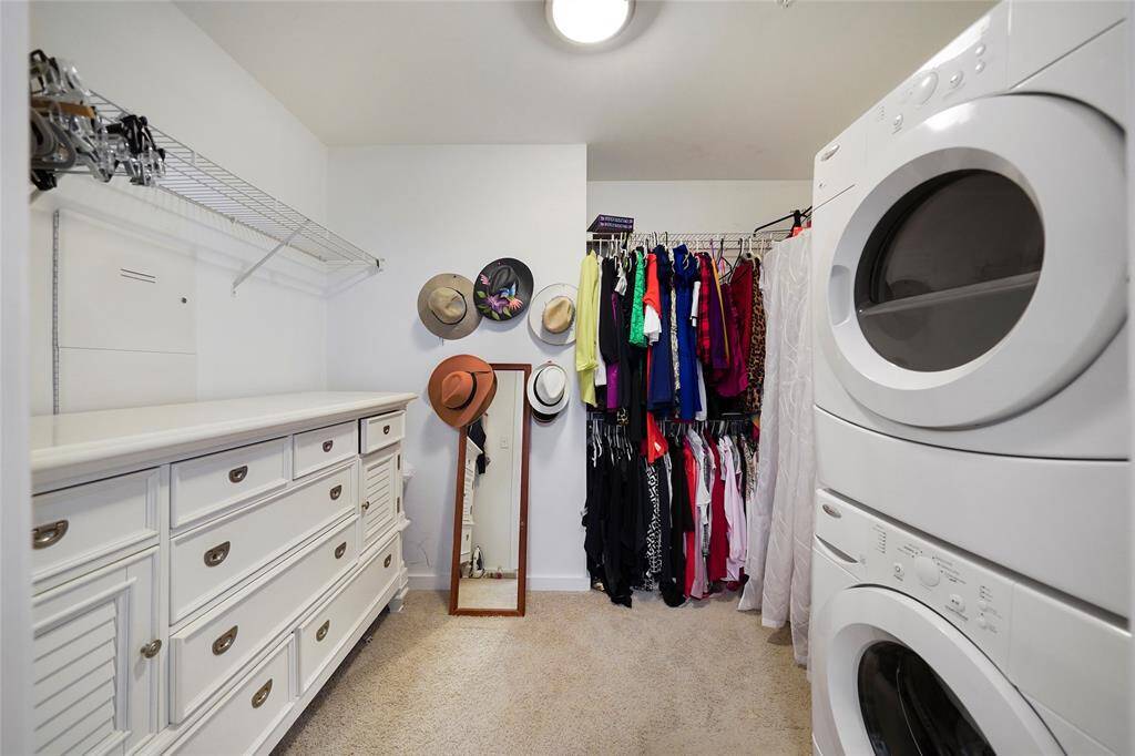 Closet with stacked washer & dryer