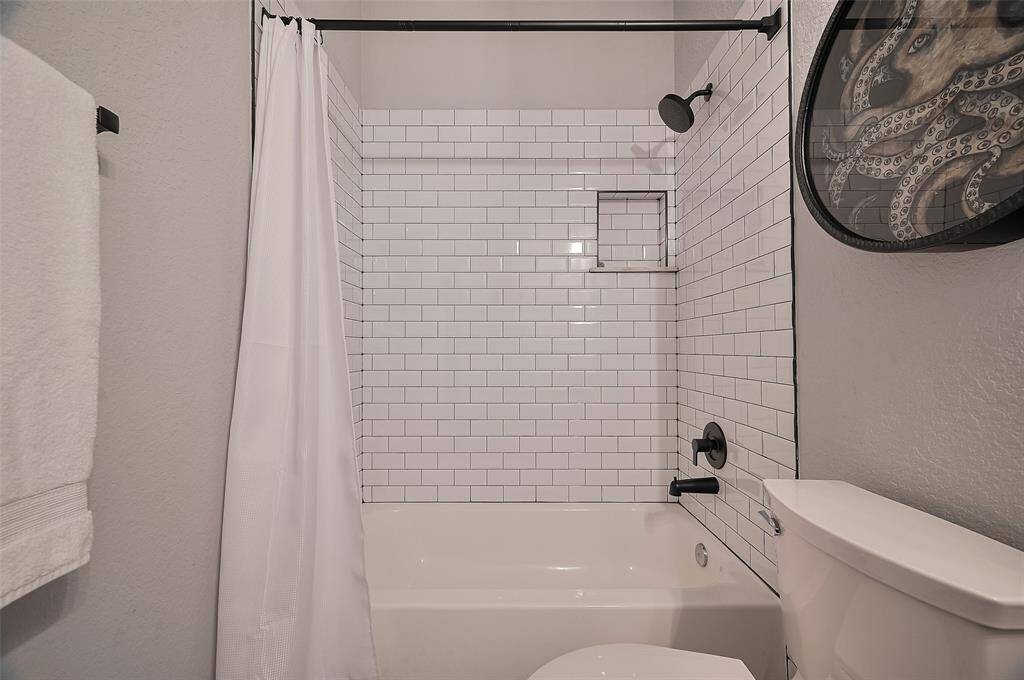 This lovely secondary bathroom was recently remodeled top to bottom.