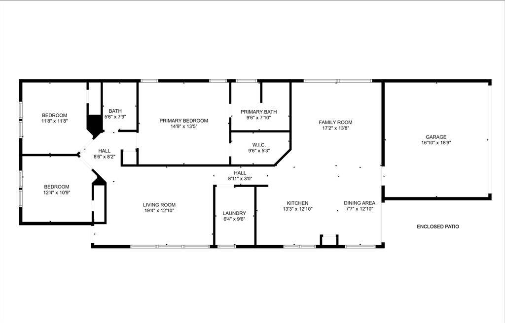 Floor plan with room sizes