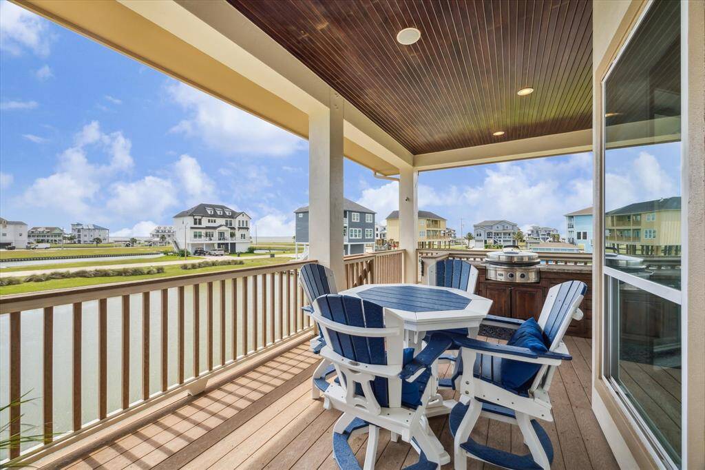 Enjoy water views while dining on the patio.